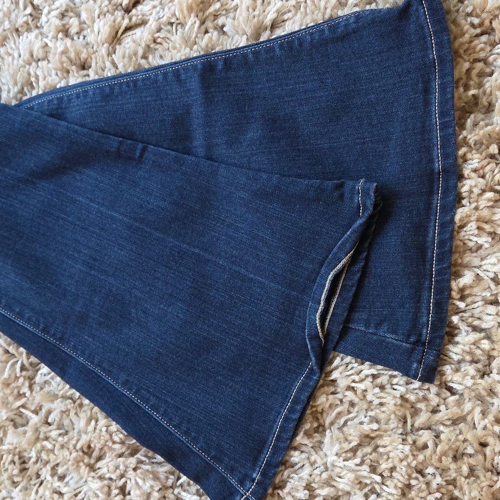 COPY- PAIGE Women's Dark Blue Petite Flare Jeans - Picture 9 of 9